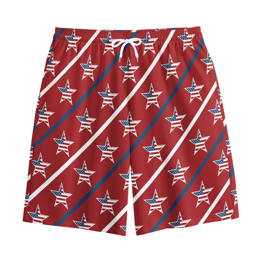 USA Patriotic Star Pattern Print Cotton Shorts