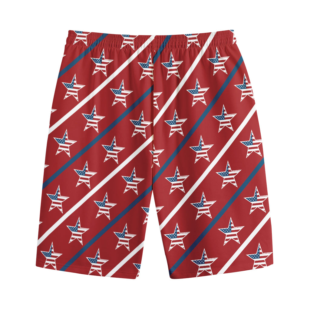 USA Patriotic Star Pattern Print Cotton Shorts