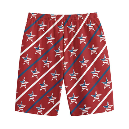 USA Patriotic Star Pattern Print Cotton Shorts
