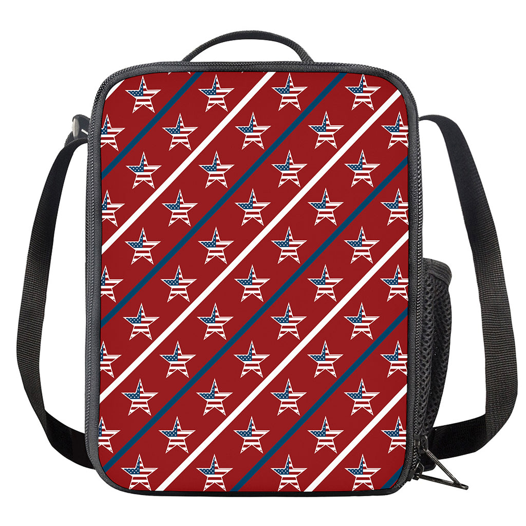 USA Patriotic Star Pattern Print Crossbody Lunch Bag