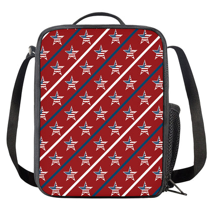 USA Patriotic Star Pattern Print Crossbody Lunch Bag