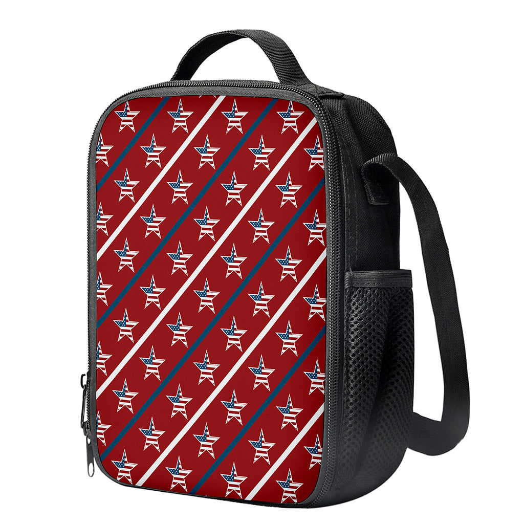 USA Patriotic Star Pattern Print Crossbody Lunch Bag
