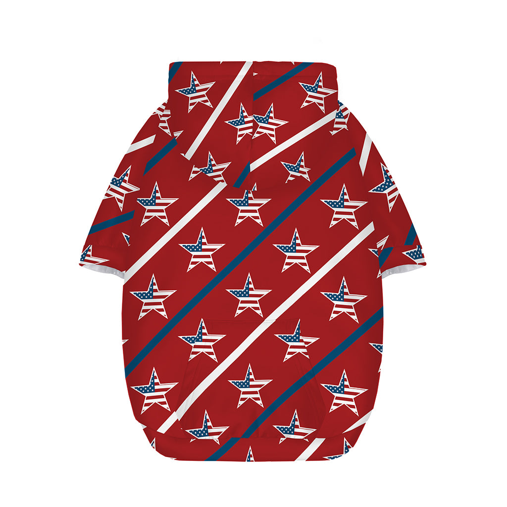 USA Patriotic Star Pattern Print Dog Zip Up Hoodie