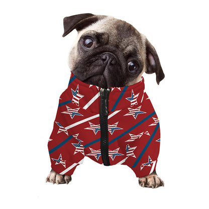 USA Patriotic Star Pattern Print Dog Zip Up Jacket