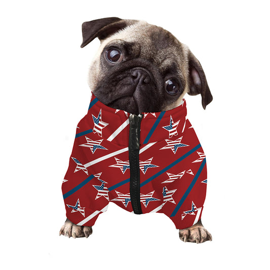 USA Patriotic Star Pattern Print Dog Zip Up Jacket