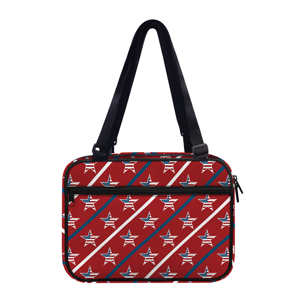 USA Patriotic Star Pattern Print Double Strap Bible Bag
