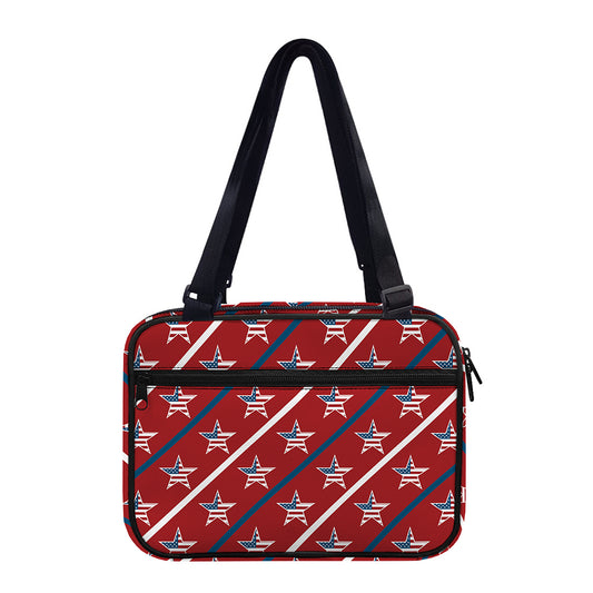 USA Patriotic Star Pattern Print Double Strap Bible Bag
