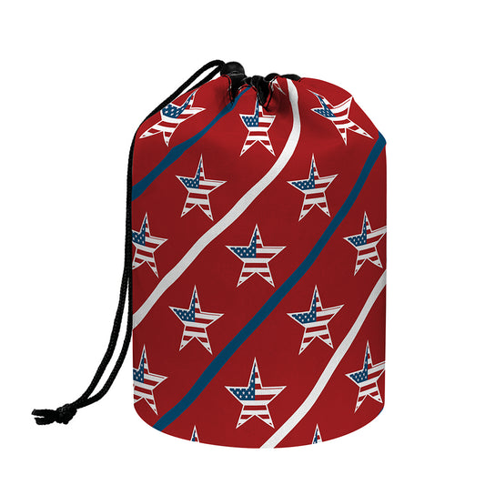 USA Patriotic Star Pattern Print Drawstring Makeup Bag