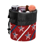 USA Patriotic Star Pattern Print Drawstring Makeup Bag