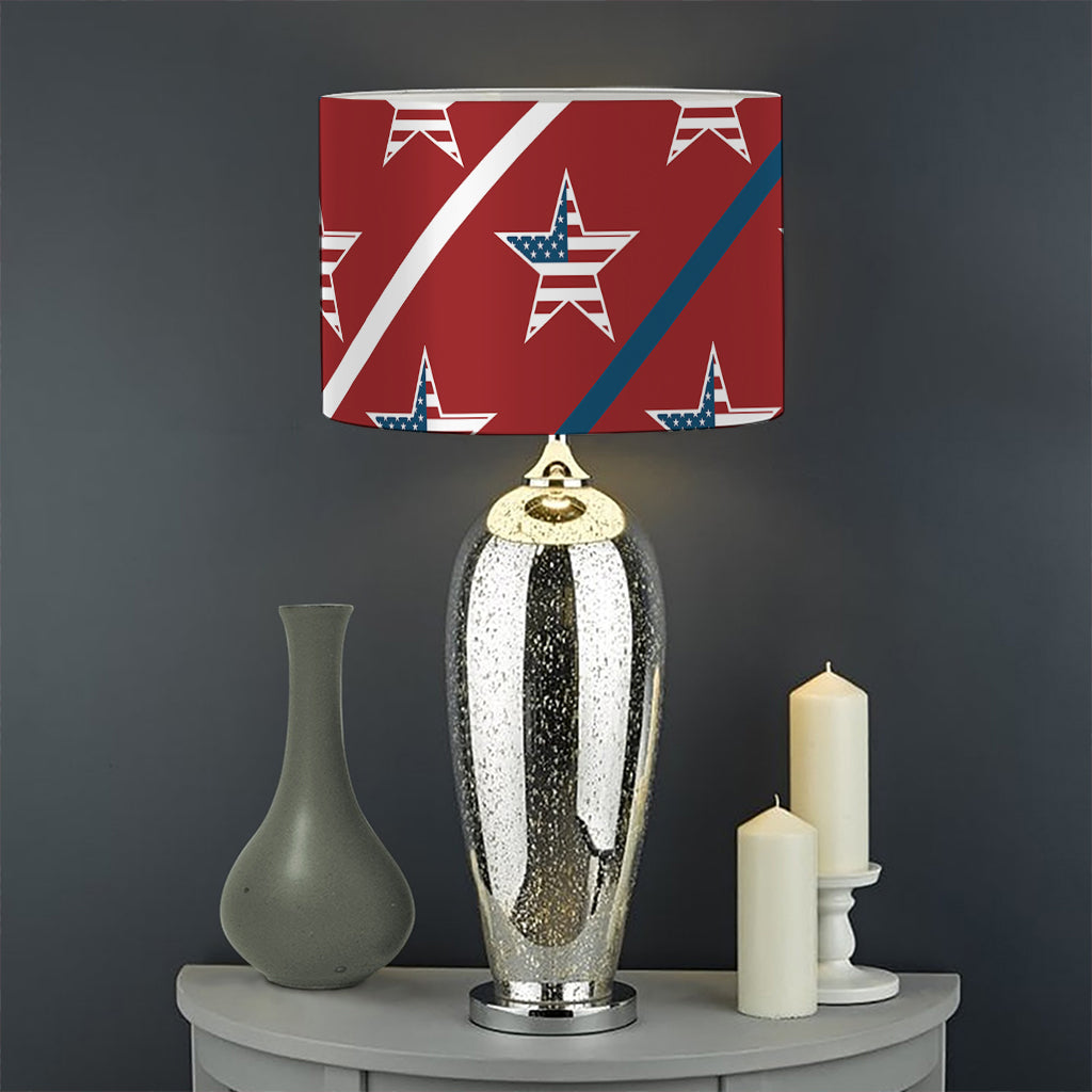 USA Patriotic Star Pattern Print Drum Lamp Shade