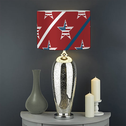USA Patriotic Star Pattern Print Drum Lamp Shade