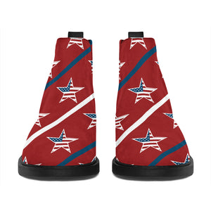 USA Patriotic Star Pattern Print Flat Ankle Boots