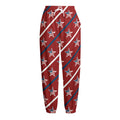 USA Patriotic Star Pattern Print Fleece Lined Knit Pants