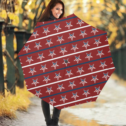 USA Patriotic Star Pattern Print Foldable Umbrella