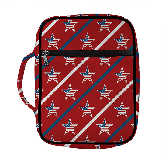USA Patriotic Star Pattern Print Front Pocket Bible Bag