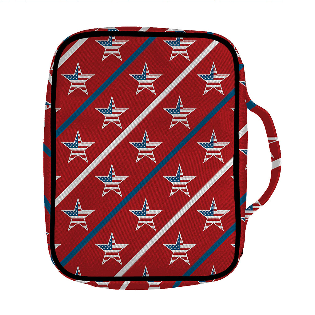 USA Patriotic Star Pattern Print Front Pocket Bible Bag