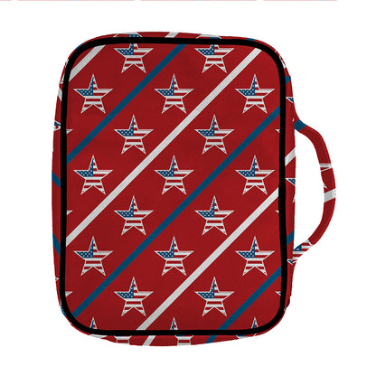 USA Patriotic Star Pattern Print Front Pocket Bible Bag