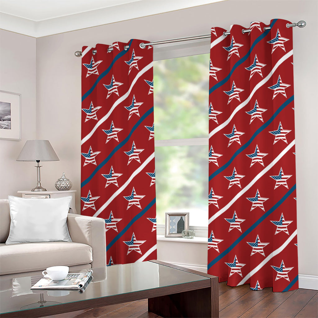 USA Patriotic Star Pattern Print Grommet Curtains