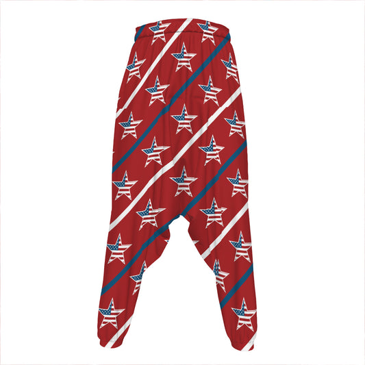 USA Patriotic Star Pattern Print Hammer Pants