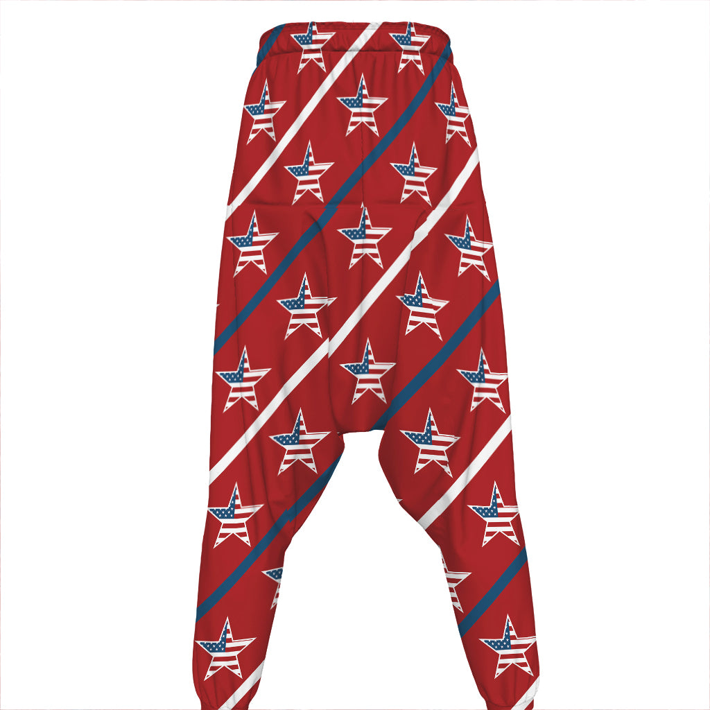 USA Patriotic Star Pattern Print Hammer Pants