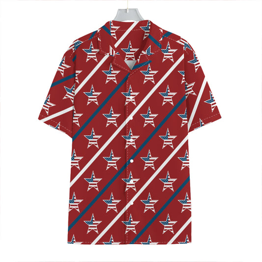 USA Patriotic Star Pattern Print Hawaiian Shirt