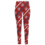 USA Patriotic Star Pattern Print High-Waisted Pocket Leggings