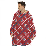 USA Patriotic Star Pattern Print Hoodie Blanket