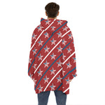 USA Patriotic Star Pattern Print Hoodie Blanket