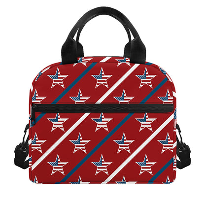 USA Patriotic Star Pattern Print Insulated Lunch Bag