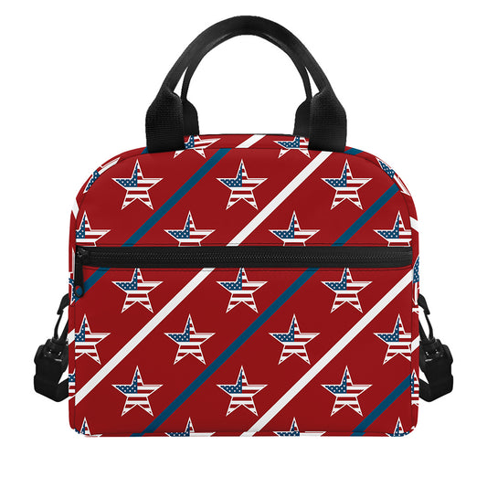 USA Patriotic Star Pattern Print Insulated Lunch Bag