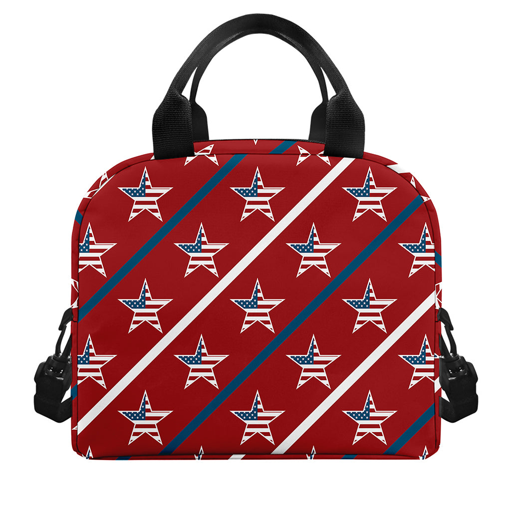 USA Patriotic Star Pattern Print Insulated Lunch Bag