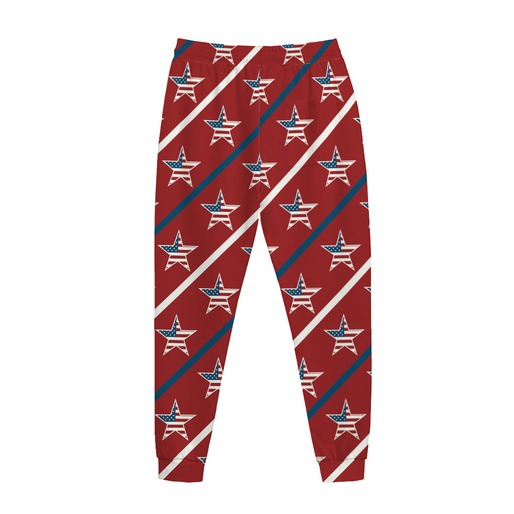 USA Patriotic Star Pattern Print Jogger Pants