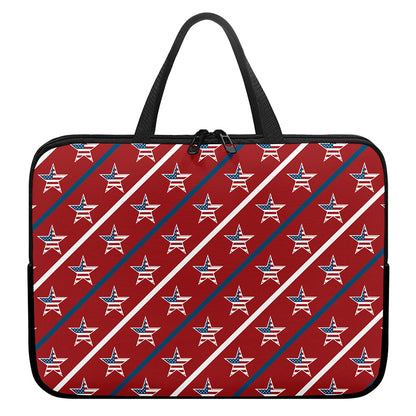 USA Patriotic Star Pattern Print Laptop Sleeve With Handle