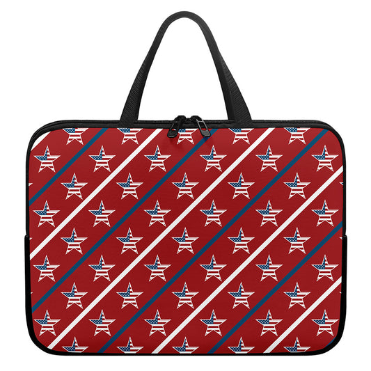 USA Patriotic Star Pattern Print Laptop Sleeve With Handle