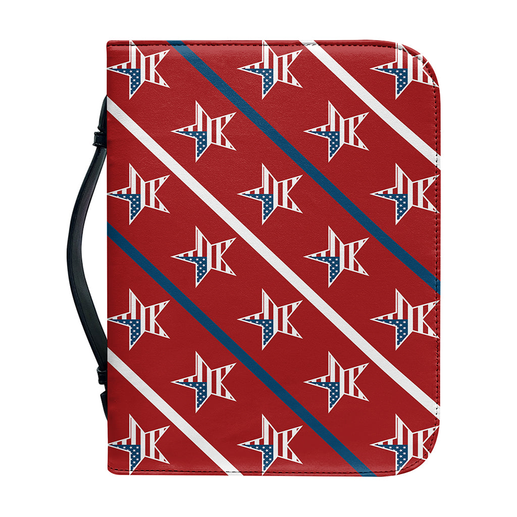 USA Patriotic Star Pattern Print Leather Bible Cover