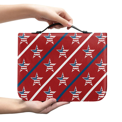 USA Patriotic Star Pattern Print Leather Bible Cover
