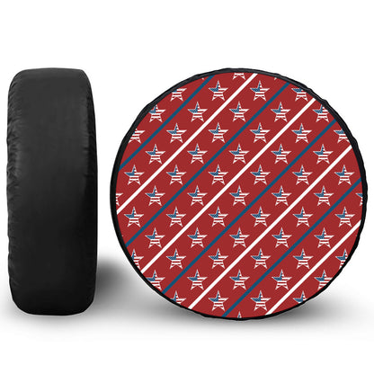 USA Patriotic Star Pattern Print Leather Spare Tire Cover