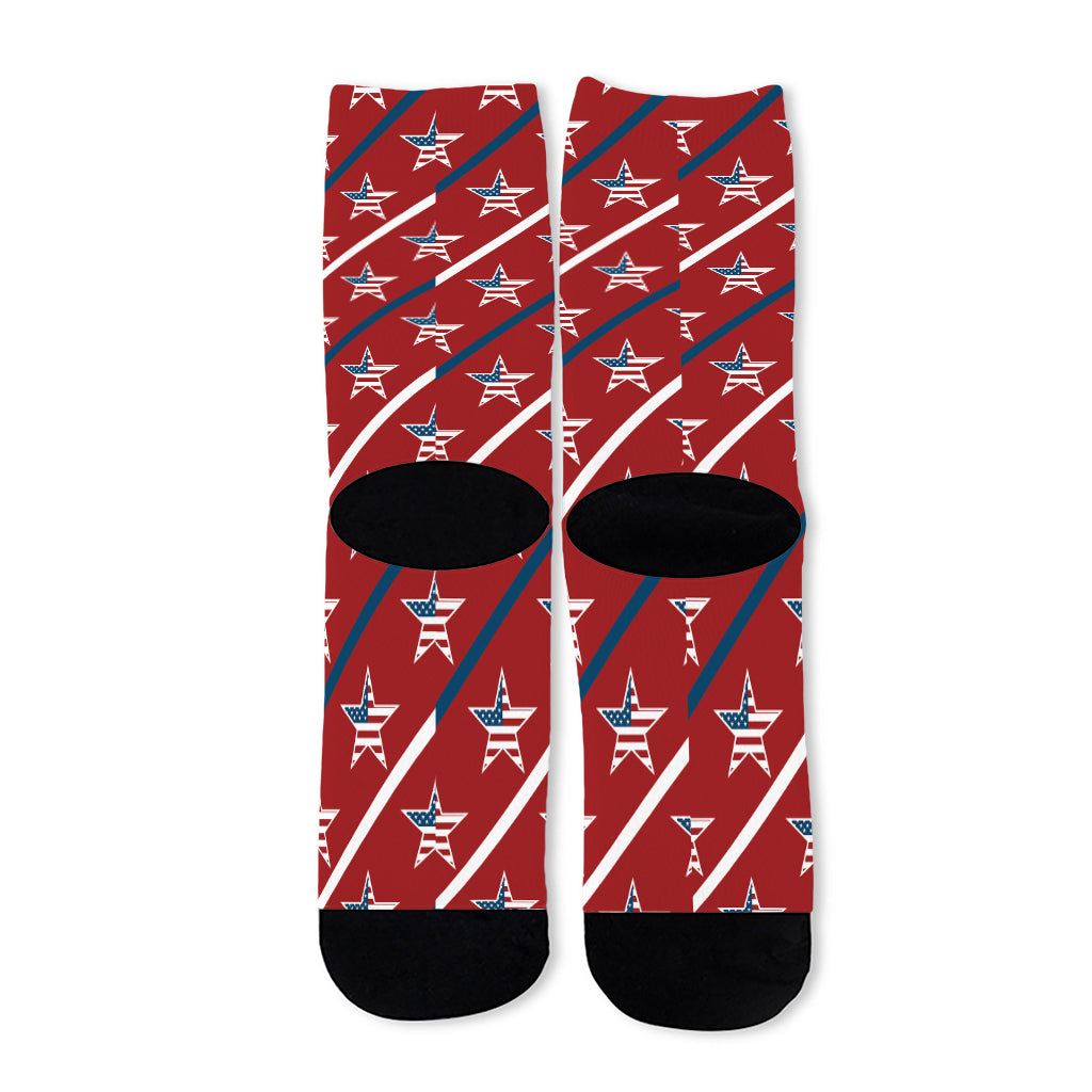 USA Patriotic Star Pattern Print Long Socks