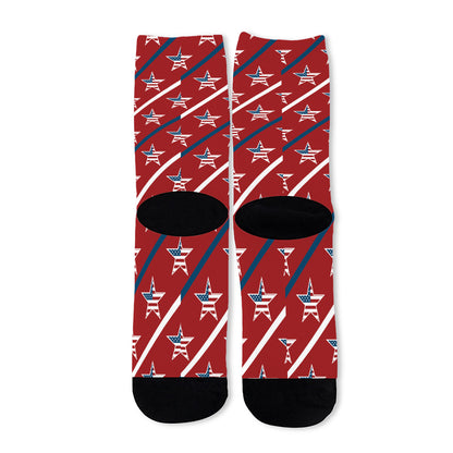 USA Patriotic Star Pattern Print Long Socks
