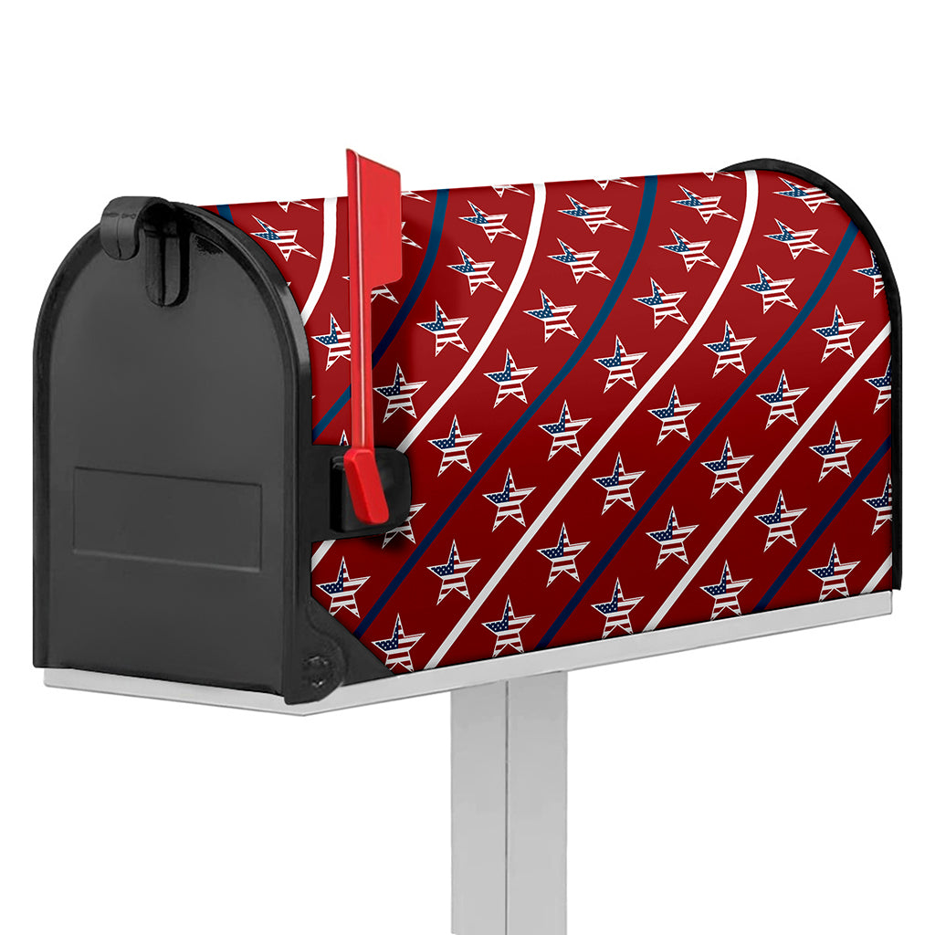 USA Patriotic Star Pattern Print Mailbox Cover