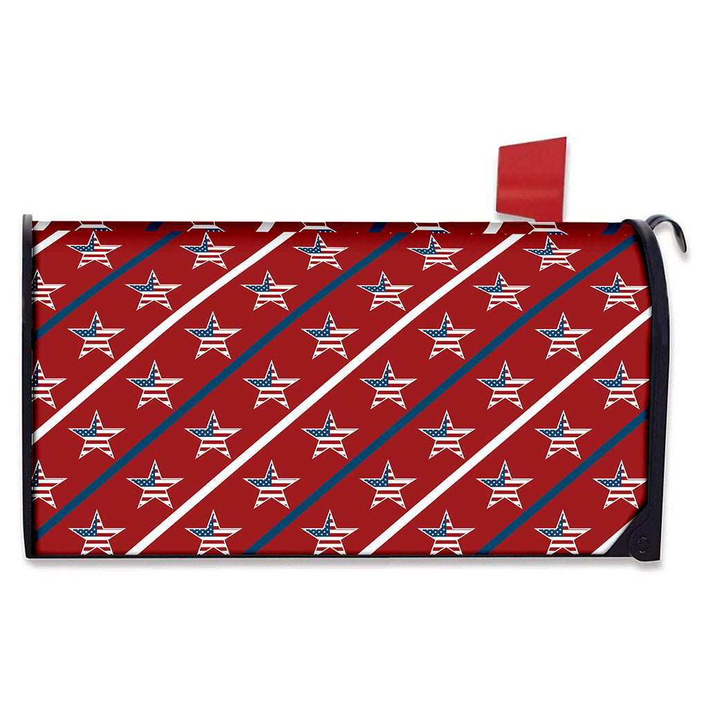 USA Patriotic Star Pattern Print Mailbox Cover