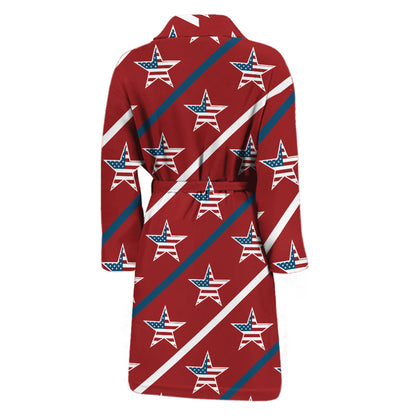 USA Patriotic Star Pattern Print Men's Bathrobe