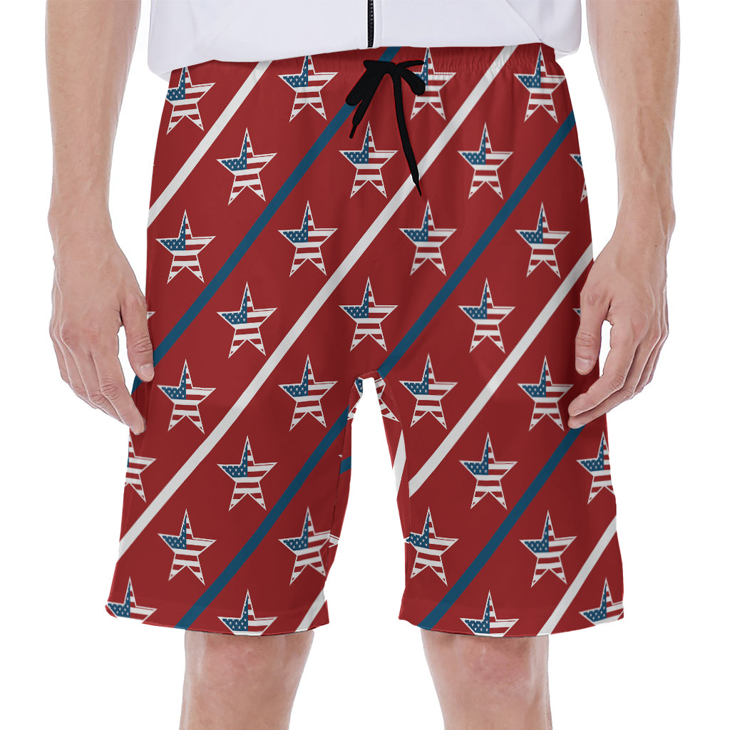 USA Patriotic Star Pattern Print Men's Beach Shorts