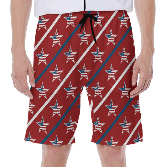 USA Patriotic Star Pattern Print Men's Beach Shorts