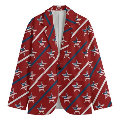 USA Patriotic Star Pattern Print Men's Blazer
