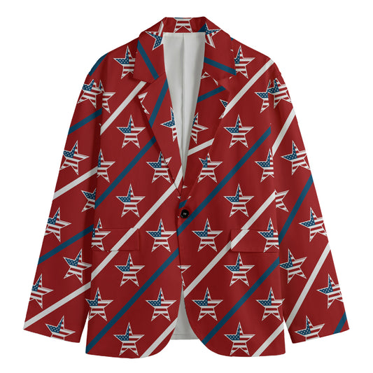 USA Patriotic Star Pattern Print Men's Blazer