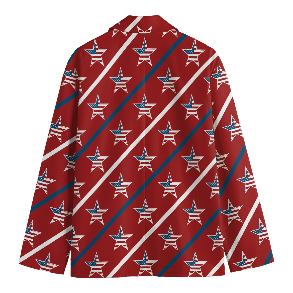 USA Patriotic Star Pattern Print Men's Blazer