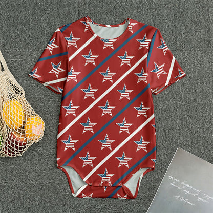USA Patriotic Star Pattern Print Men's Bodysuit