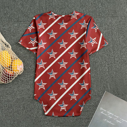 USA Patriotic Star Pattern Print Men's Bodysuit