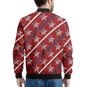 USA Patriotic Star Pattern Print Men's Bomber Jacket
